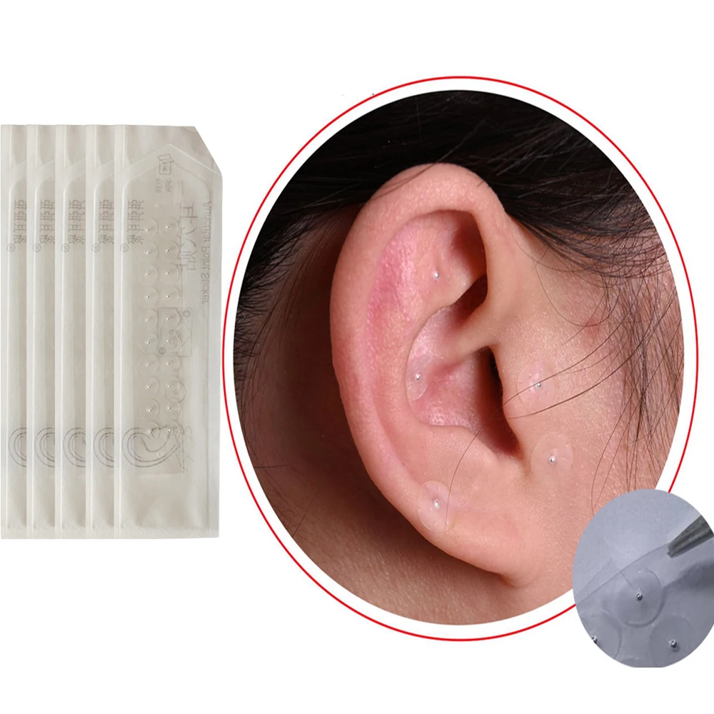 

100 шт., акупунктура, аурикулярные одноразовые наклейки для ушей, массажная терапия, игла, пластырь, аурикулярная аурикулотерапия