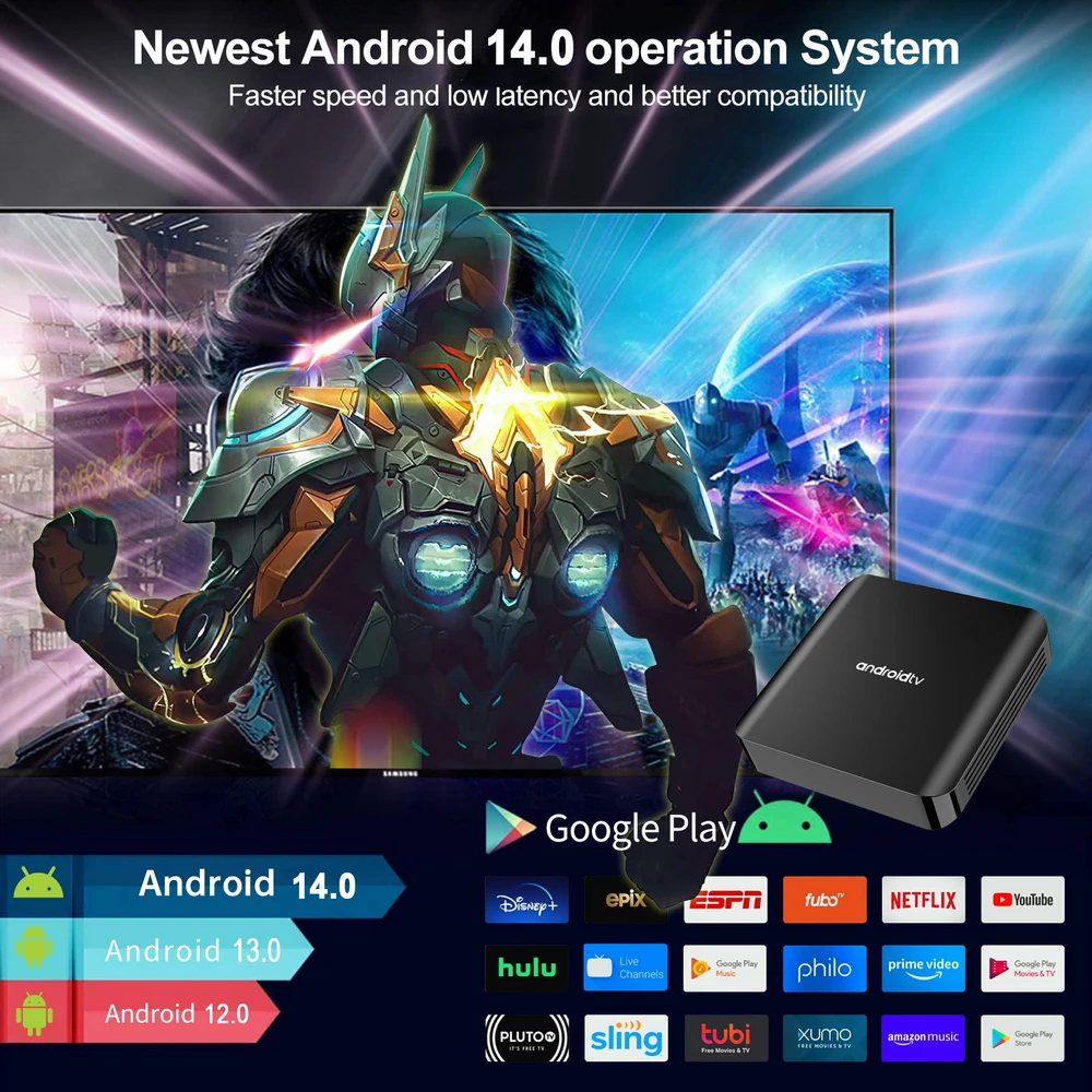 Smart TV Box Android 14 8K Ultra HD HDR 2.4G&5G Dual‑Band WiFi BT5.0 Home Theater Set‑Top Box Media Player With Remote Control