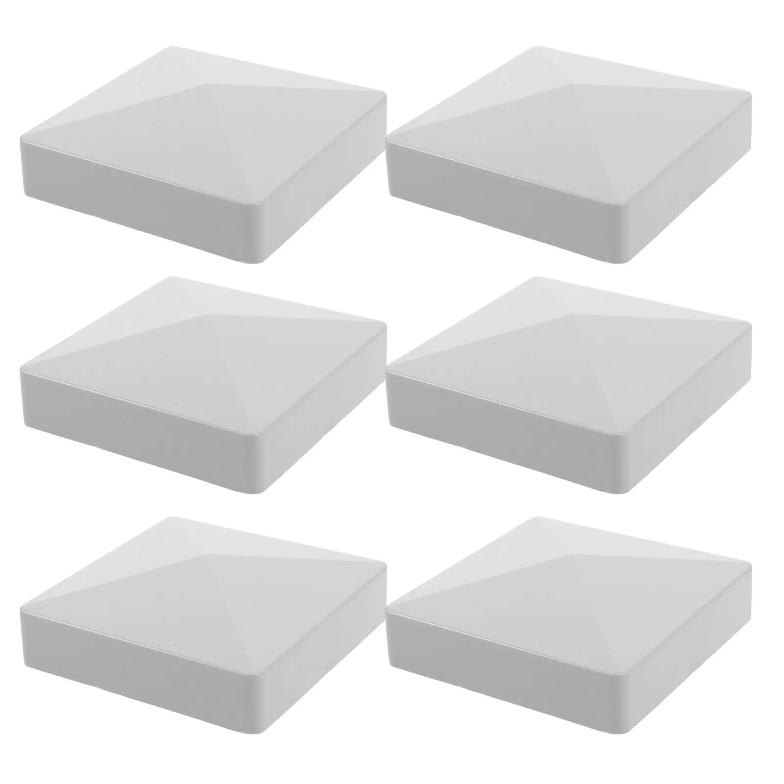 

6pcs Pvc Fence Post Caps 4.13X4.13 Inch Weather Resistant Pyramid Top Covers For Deck Dock Garden Fence Parts Outdoor Decorative