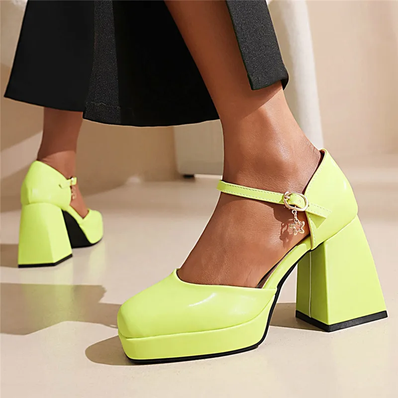 

Smirnova Plus Size 33-47 New Microfiber Buckle Women's Sandals Ladies Platform Party Shoes Thick High Heels Summer Sandals