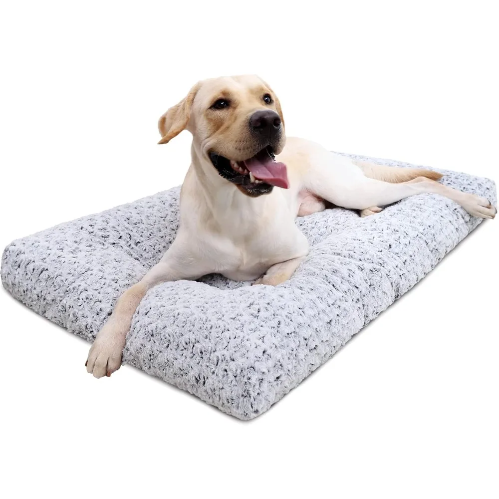 

Washable Dog Bed Deluxe Plush Dog Crate Beds Fulffy Comfy Kennel Pad Anti-Slip Pet Sleeping Mat for