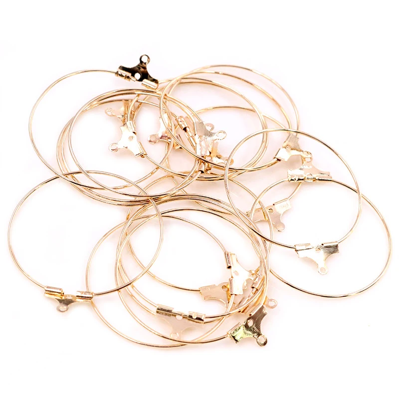 30pcs 20 25 30 35 40 45mm Hoop Earrings Big Circle Ear Wire Hoops Findings For DIY Jewelry Making Supplies Accessories