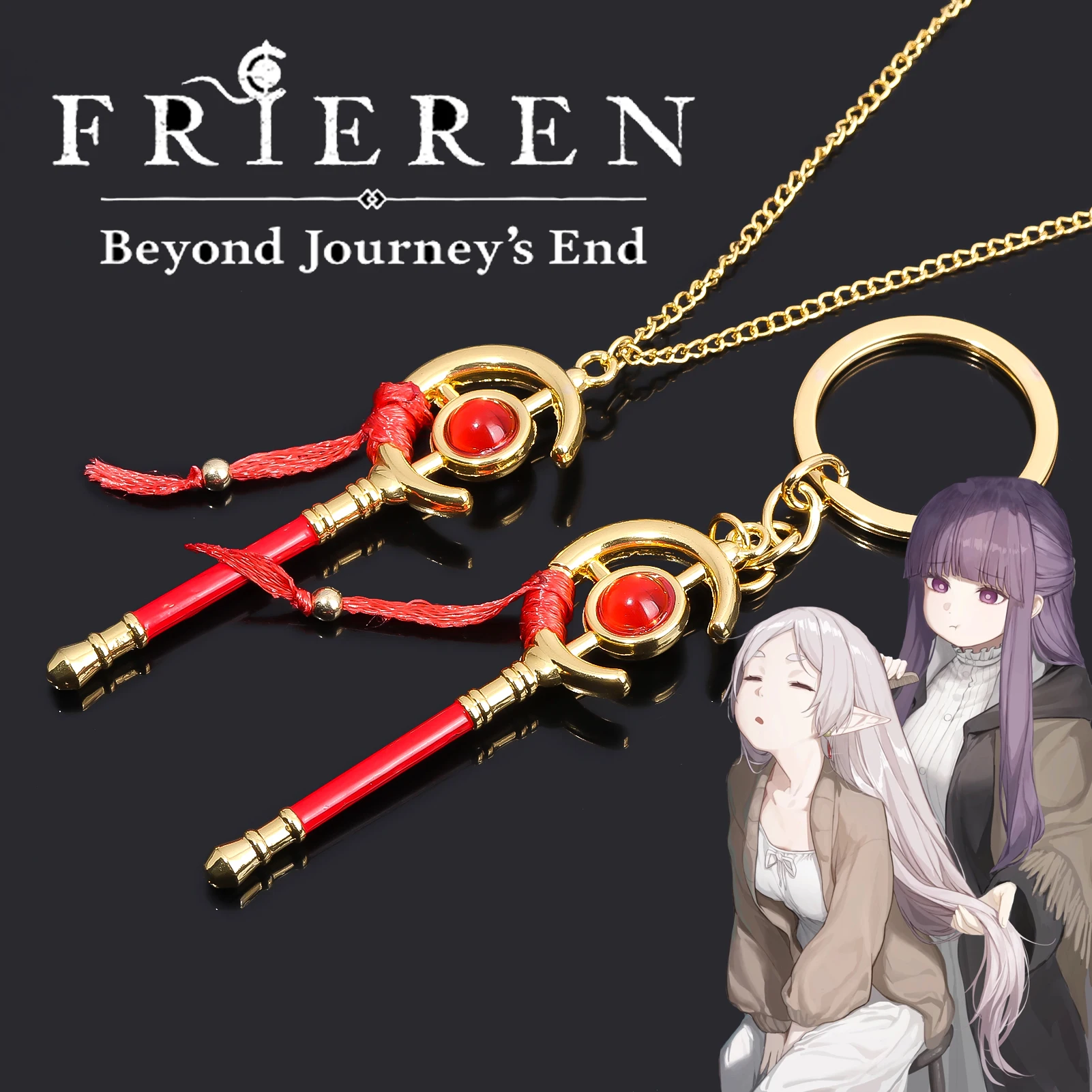 Popular Anime Frieren: Beyond Journey's End Wand llavero colgante collar Cosplay accesorios finos hombres mujeres mochila joyería regalos