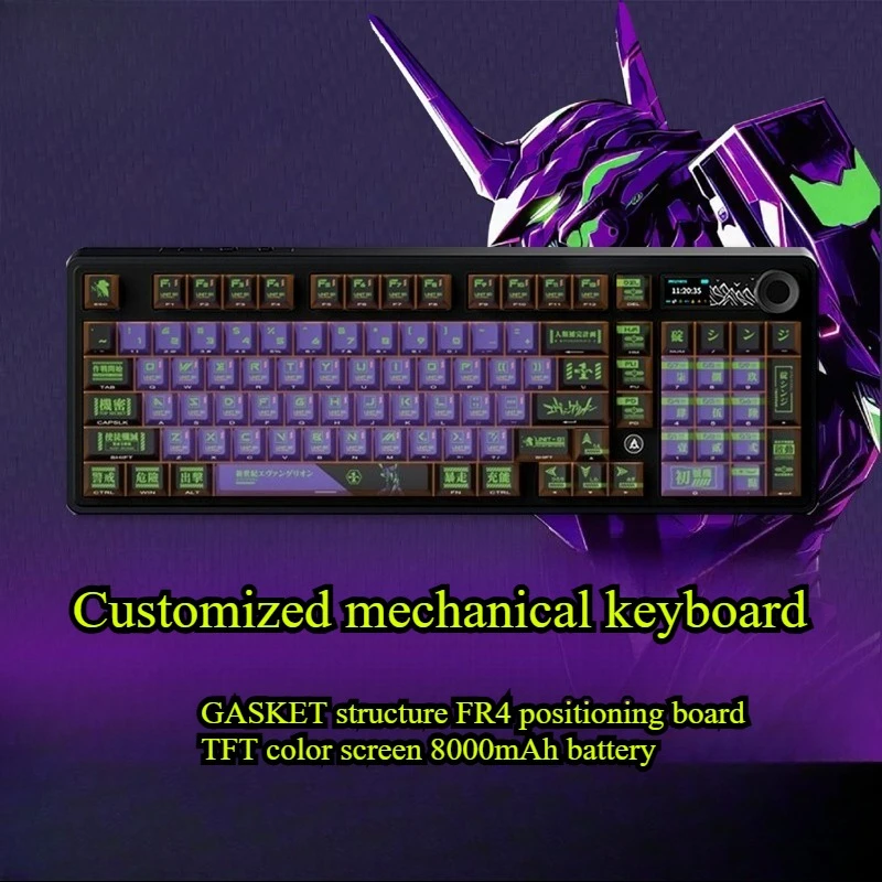 Teclado periférico Neon Genesis Evangelion EVANGELION-01 Teclado mecánico Eva de tres modos Competencia de juegos RGB de 98 teclas