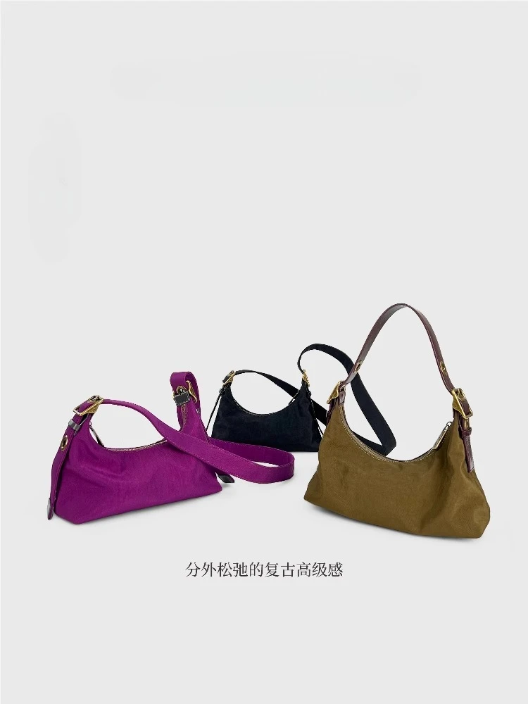 

Vintage woven nylon first layer cowhide underarm messenger bag