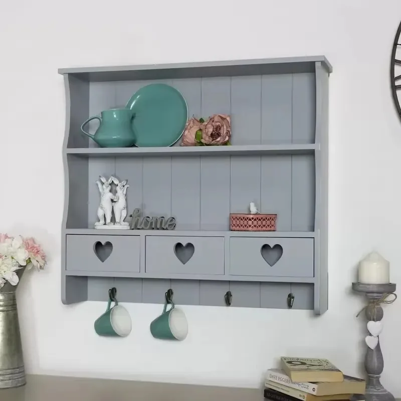Wall Mounted Kitchen Spice Organizer Hanging Corner Storage Shelf with Adhesive Sticker