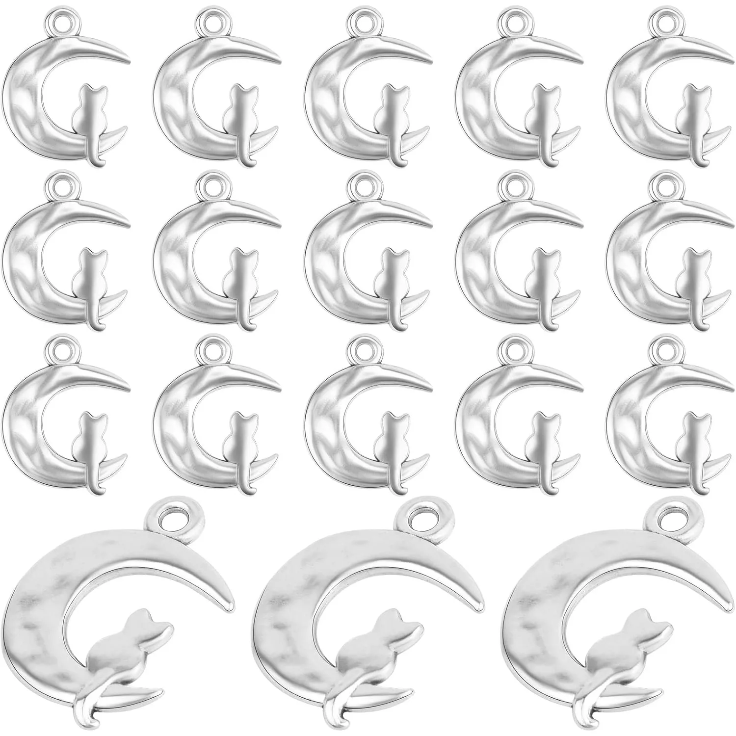 

50pcs Cat Shape Charms Cat On Moon Pendants Half Moon Celestial Dangle Charms for DIY Necklace Bracelet Earrings Jewelry Making