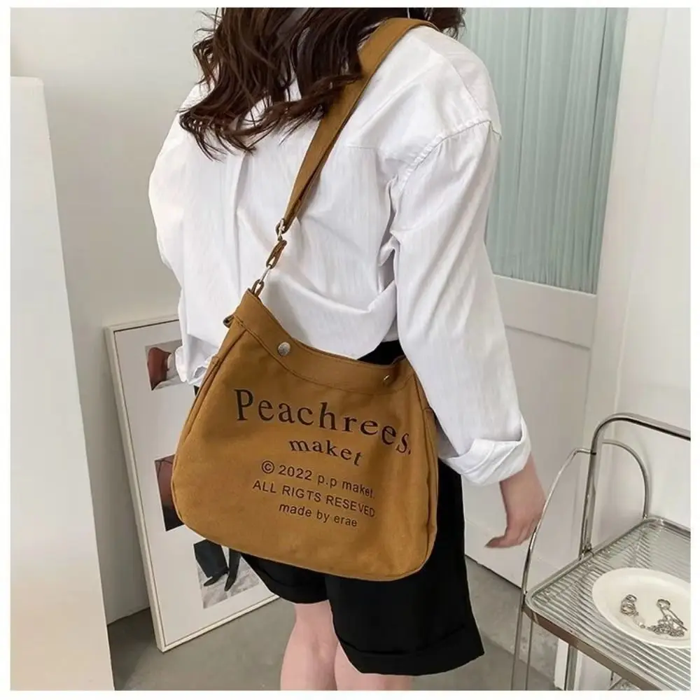 

Холщовая сумка большой емкости с буквенным принтом, квадратная студенческая сумка через плечо в корейском стиле, универсальная простая сумка с принтом