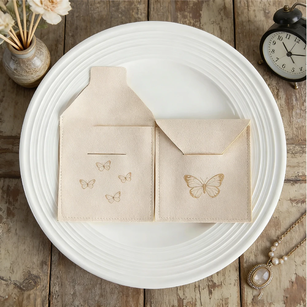 

50 Wholesale Pearl Earrings Necklace Packaging Bag Custom Logo Luxury Black Velvet Microfiber Jewelry Display Organizer Pouches