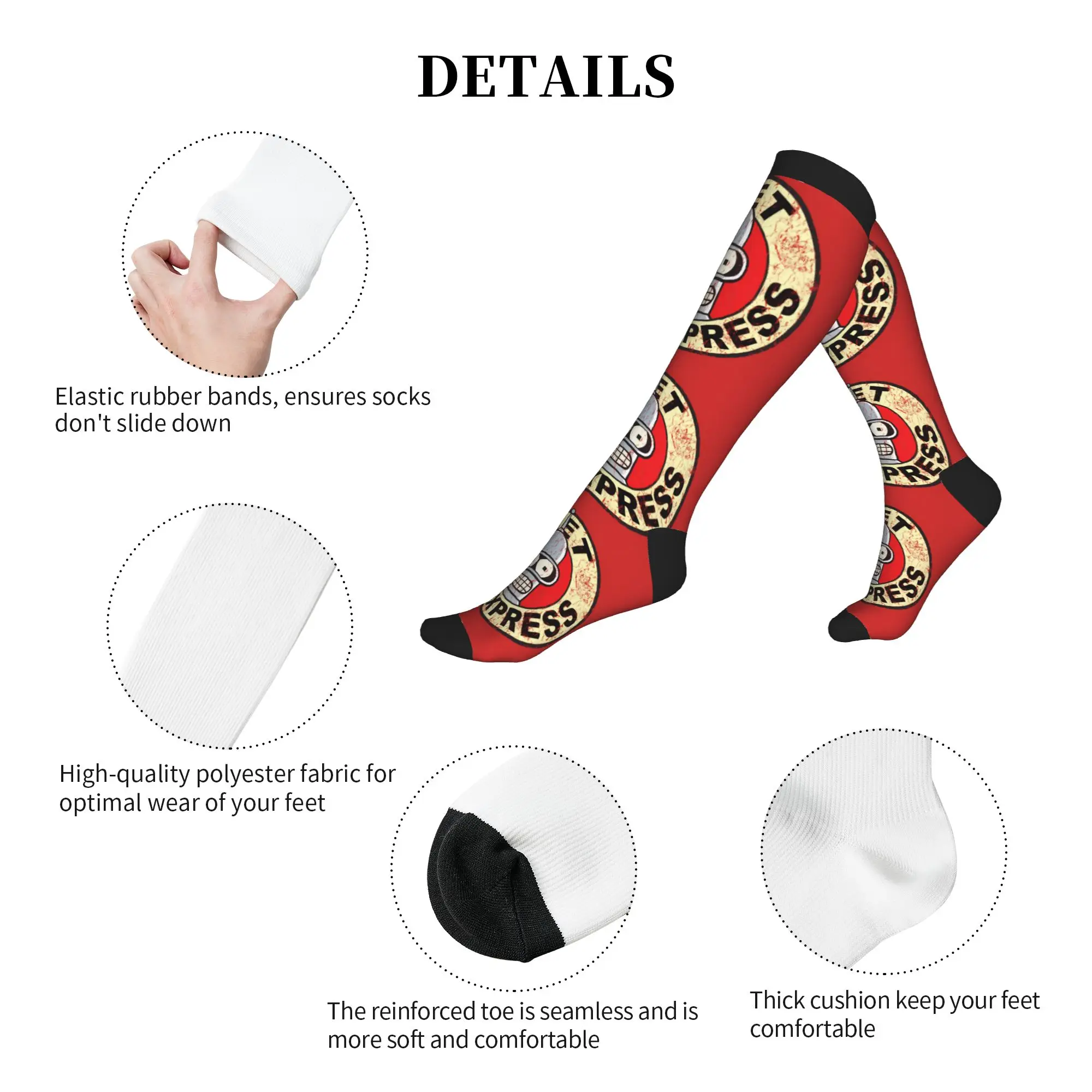 Fun Print Comedy Animation Futuramas Socks for Men Women Stretchy Summer Autumn Winter  Sports Compression Socks view 5