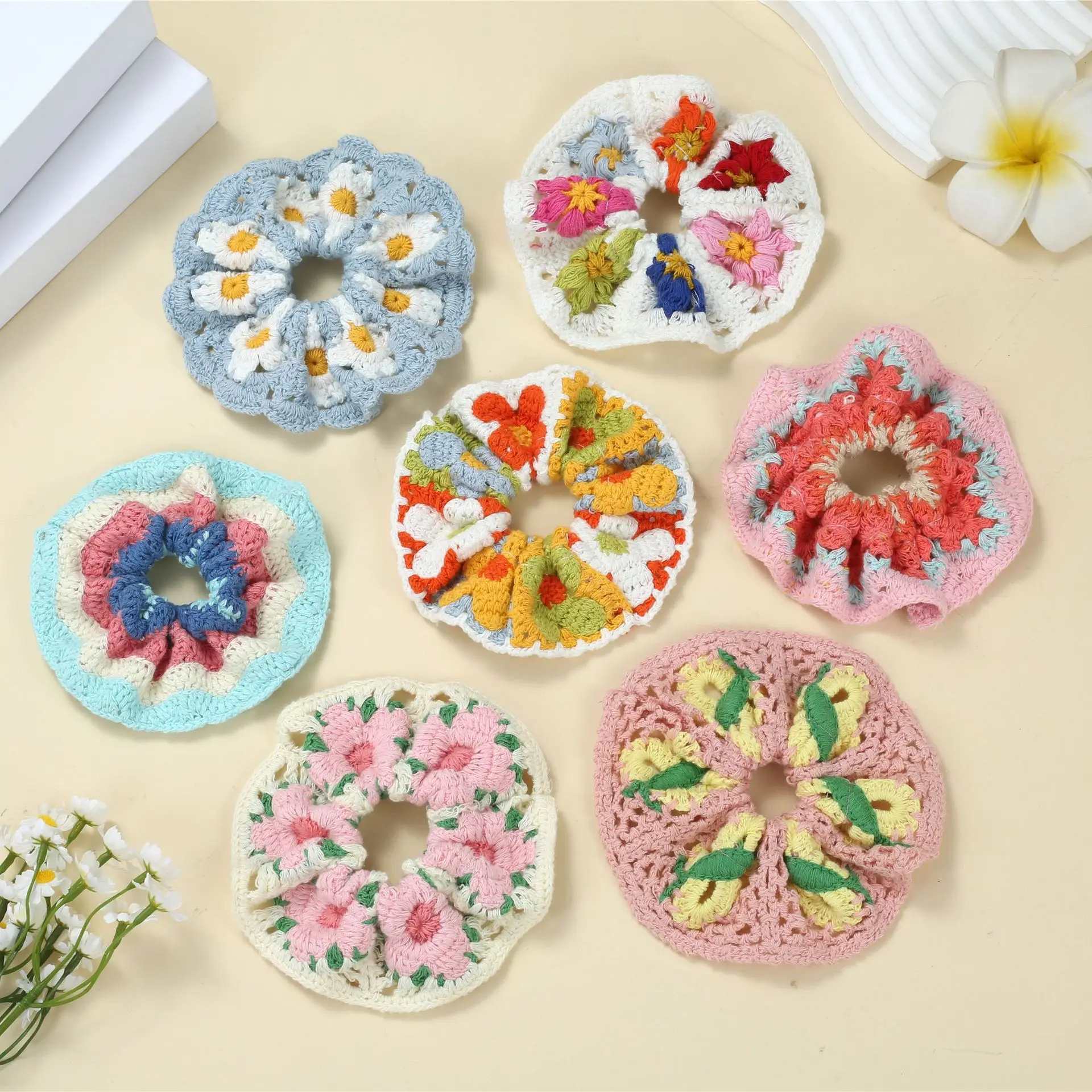 

Elegant pastoral-style bun hair accessory, Korean handmade braided large hair tie, sweet ponytail elastic band