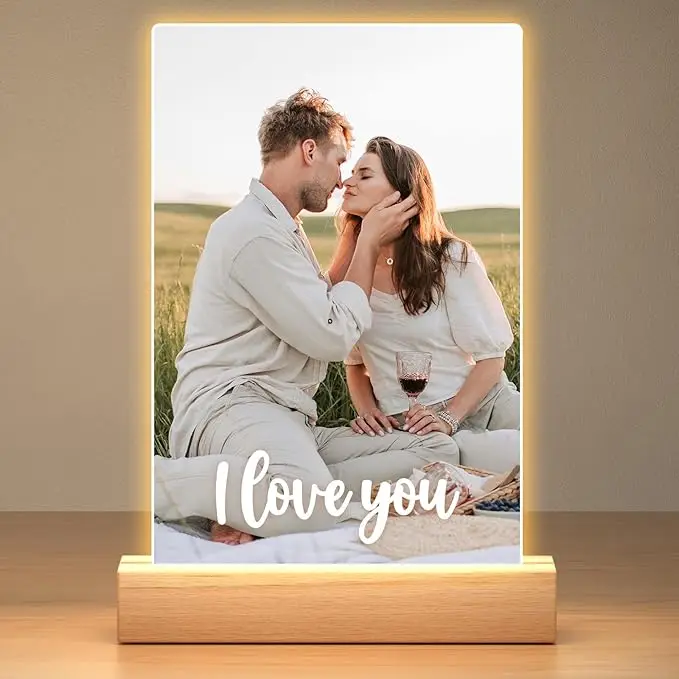 

Personalized 3D Photo Lamp Custom Photo And Text Customized Valentine's Day Wedding Anniversary Birthday 3D Night Light Gifts