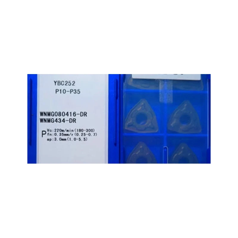 WNMG080416-DR YBC252 100% Original Carbide Inserts CNC Lathe Cutter WNMG 080416 R1.6 Turning Tools 10pcs/box WNMG0804