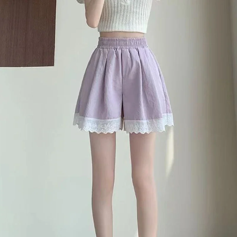 女性のショーツスポーツ弾性ウエストフィットネススポーツジム女性ショートパンツランニングワイドブラック高美的新 Y2k 原宿