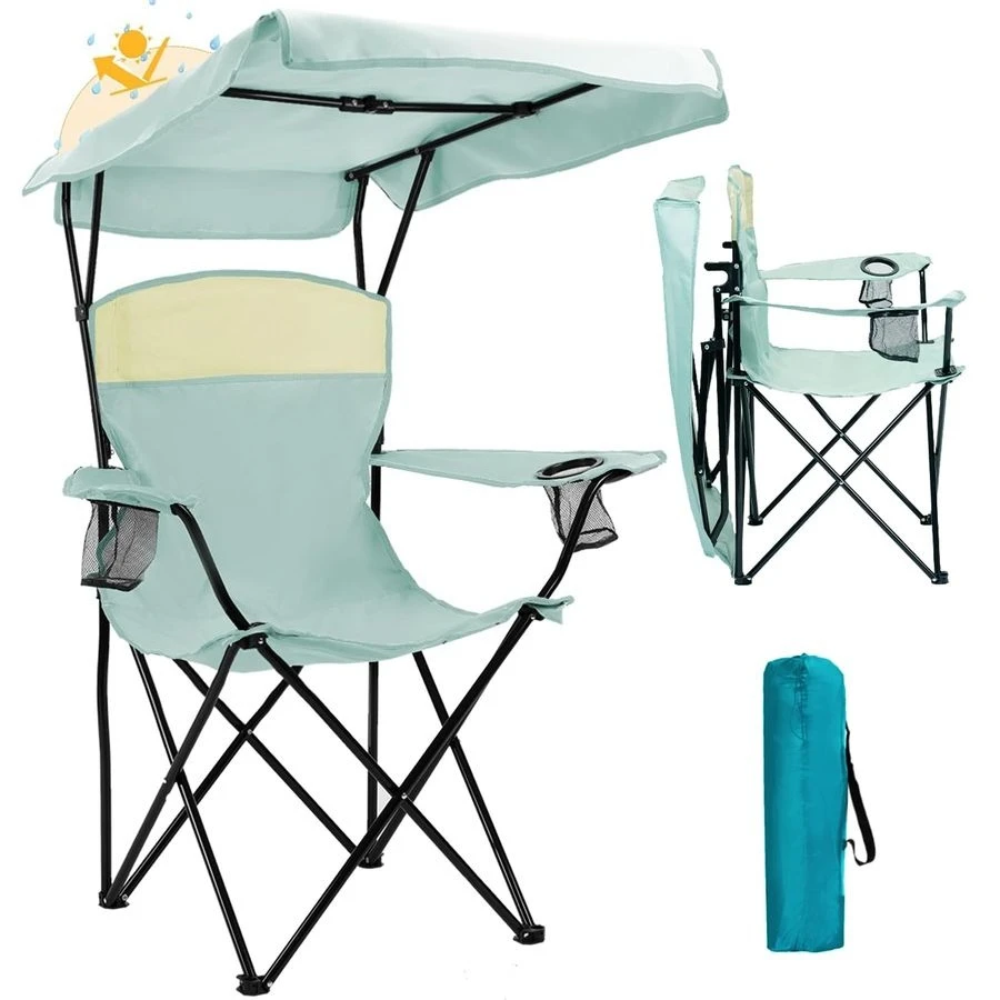 

Кемпинговое кресло с навесом, пляжное кресло с тентом, портативное, легкое, увеличенного размера, для всех, легко открывается и закрывается без установки.