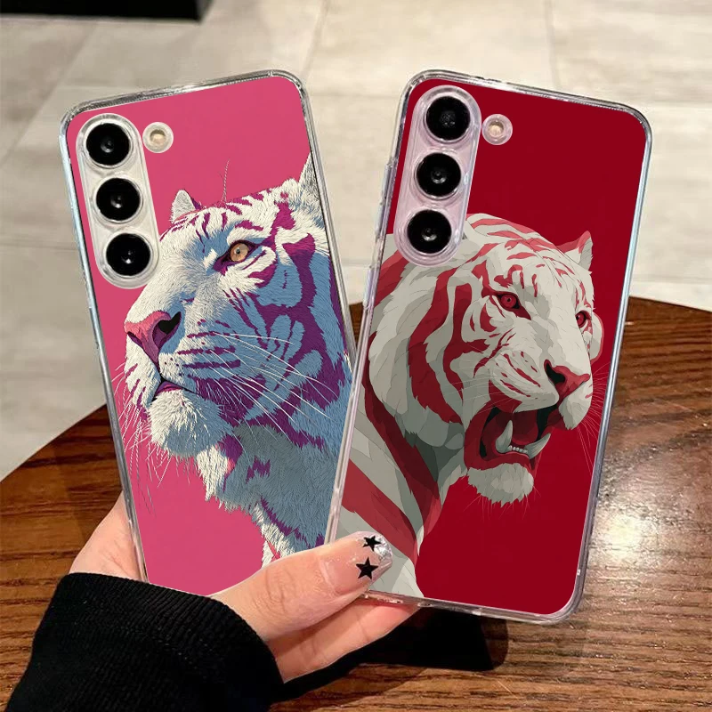 Soft TPU for Samsung Galaxy A12 A15 A17 A21S A22 A23 A25 A31 A32 A33 A35 A41 A51 A53 5G Transparent Phone Case Red Tiger Present