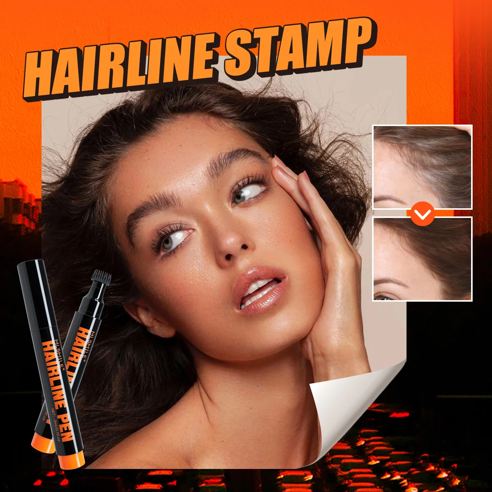 Portable Hairline Stamp Pen, Dual‑ended Sponge Tip, Natural Shade, Repair Hairline, Fill Beard, Hide Gray Hair
