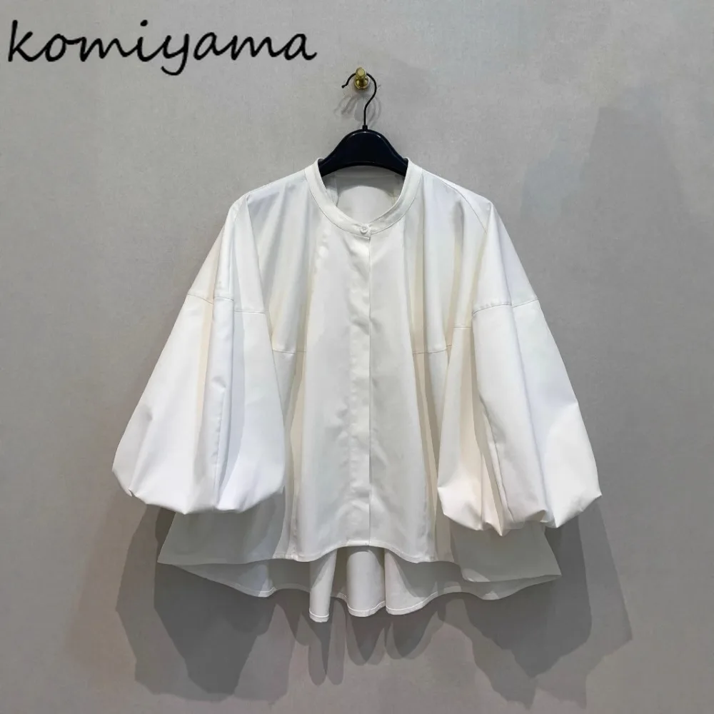 

Flare Sleeve Shirts & Blouses Japanese Loose Blusas Mujer 2025 Woman Casual Clothing Covered Button Camisas Summer Fall Tops