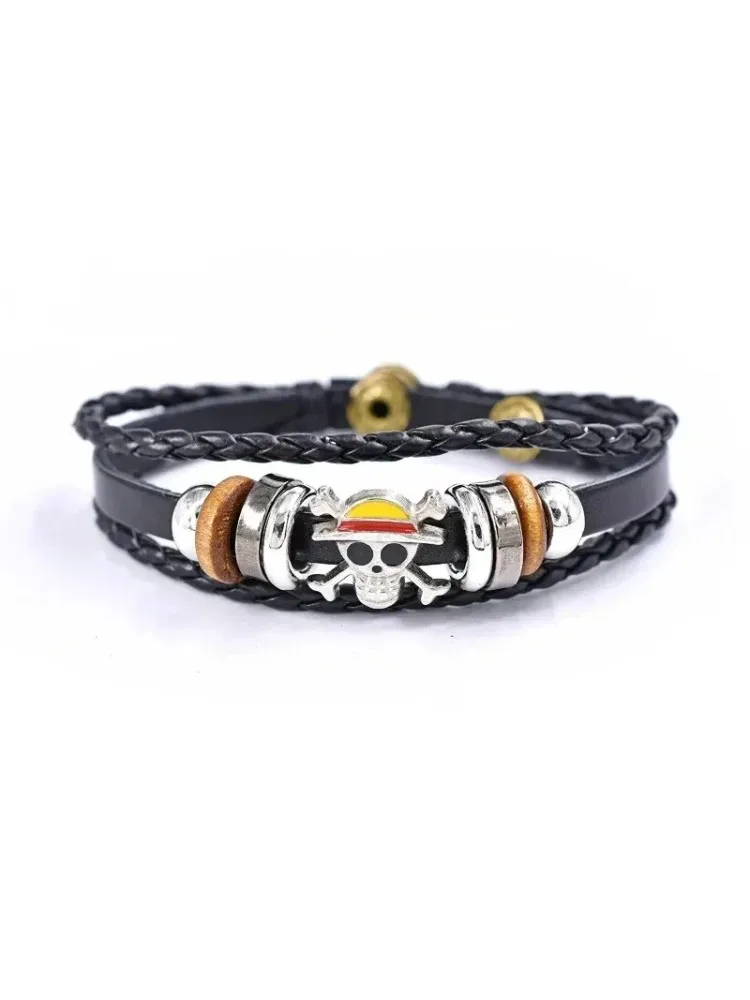 Anime One Piece Armband Luffy PU-Armband Cosplay-Zubehör Strohhut-Piraten-Schmuck Lederarmband Geburtstagsgeschenke