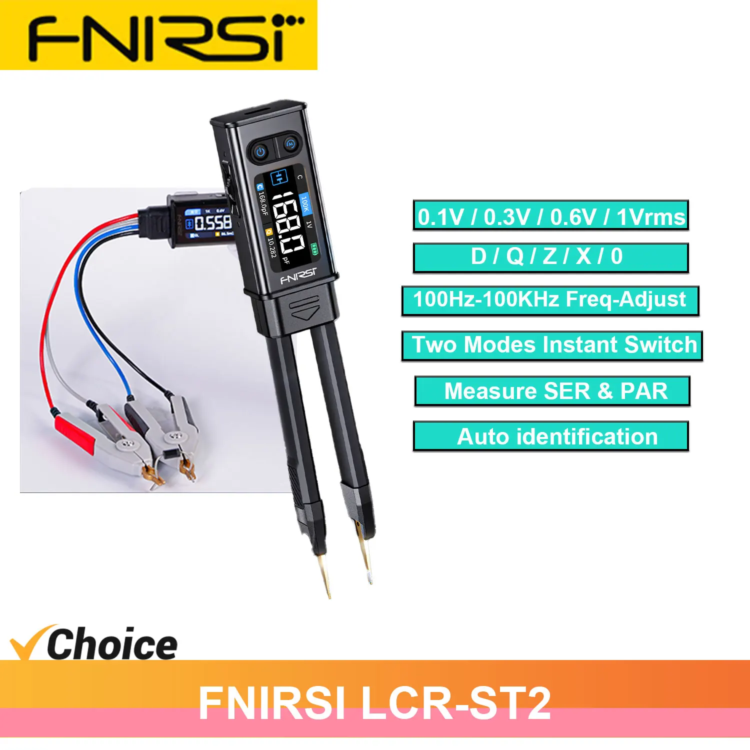 FNIRSI Feinrise pince à pont numérique LCR-ST2 testeur de composants portables de haute précision et de deuxième génération