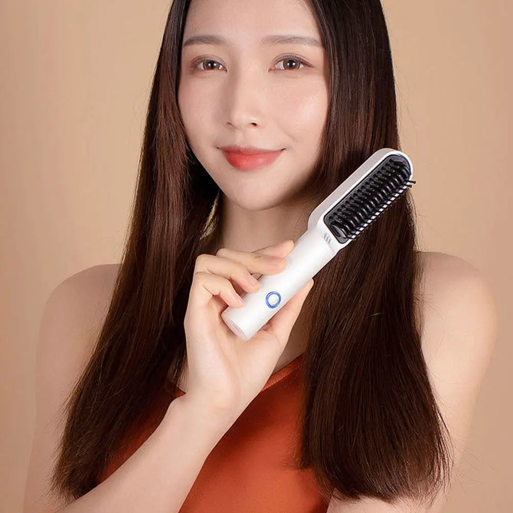 

1Set Lightweight Unbreakable Hair Straightener Brush Comb USB Powered Portable Hairdressing Tool for All Hair Types Professional