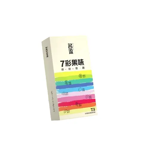 7-Color 7pcs Colorful Fruity Flavor Condoms Ultra Thin Smooth Hyaluronic Acid Adult Safety Goods Condoms for Men Contraception