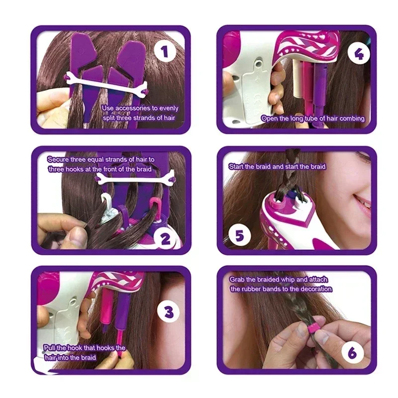 Menina trança de cabelo automático elétrica diy cabelo tecer máquina torção tricô rolo trançado tranças ferramentas estilo do cabelo menina presente