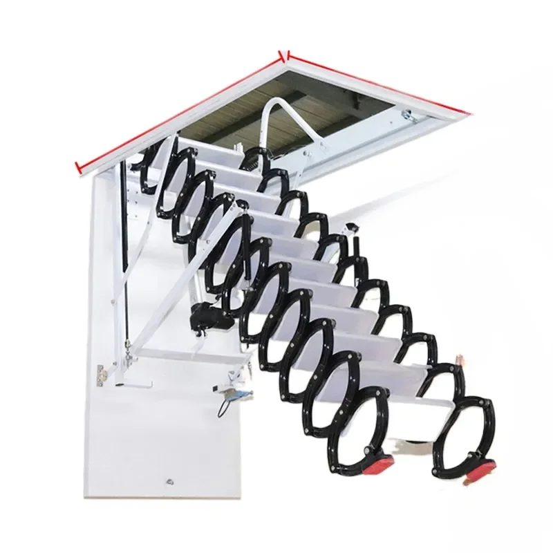 Electric laddder pull down with hatch indoor folding stairs attic ceiling ladder 1.5M-3.5M custom