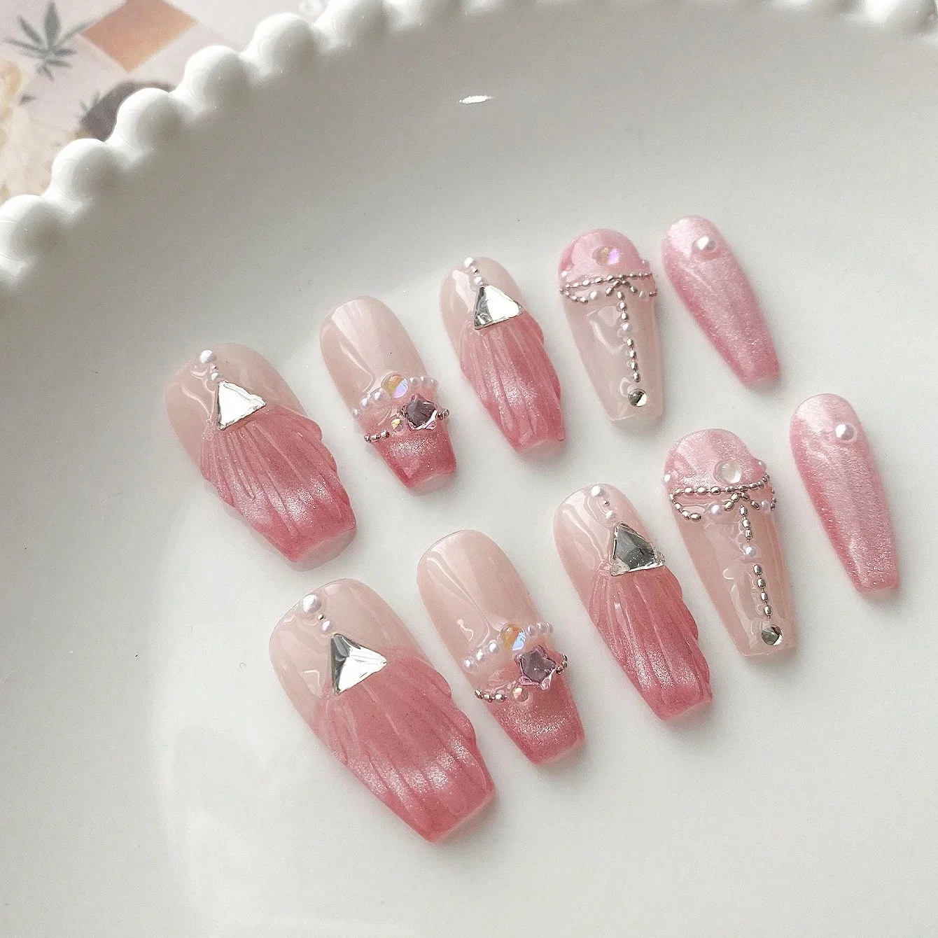 10pcs Medium Coffin Pink Ombre - Nail Art Ombre Pink recension och pris