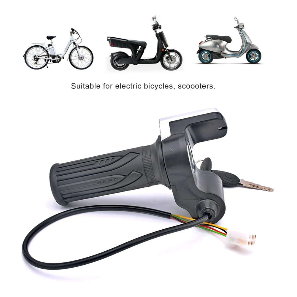 

Key Lock Throttle Grip 36V For Electric Scooter With Power Indicator For Electric Bikes Motorcycles