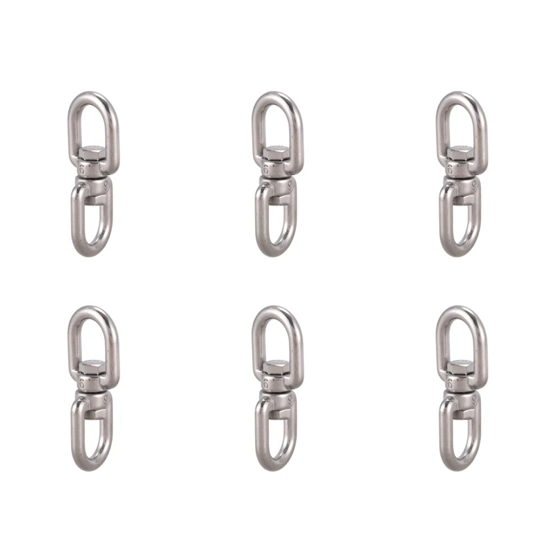 6X Marine Mooring Stainless Steel 6Mm 15/64 Inch Eye To Eye Swivel Ring