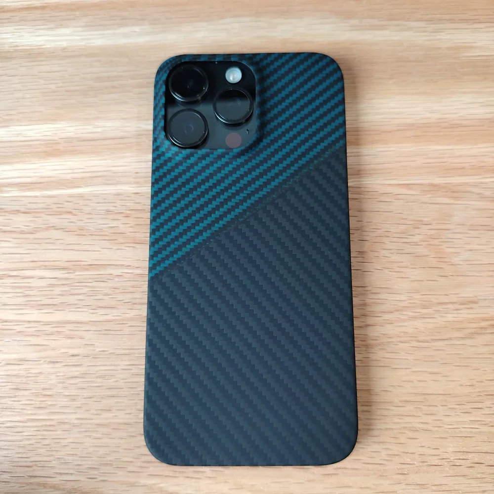 

HKNA black Kevlar case Aramid Carbon Fiber for ip15 pro max case reb Geometric Washable Anti-Scratch Matte/Anti-Glare Non-Slip