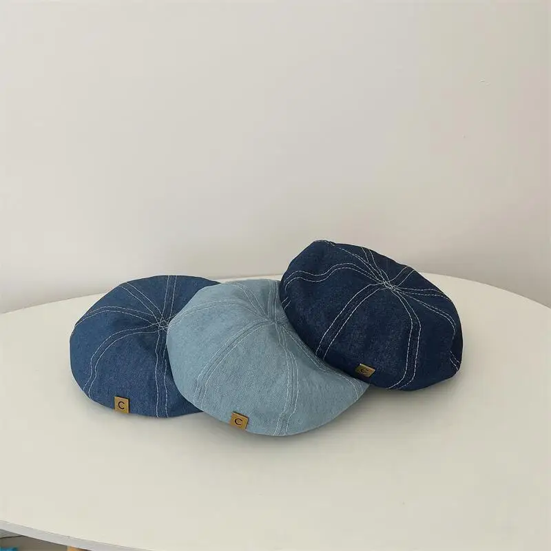 Korea Denim Baby Beret Hat Fashion Girls Boys Baby Hat Spring Autumn Kids Beret Hats Soft Baby Bonnet Caps Kids Accessories