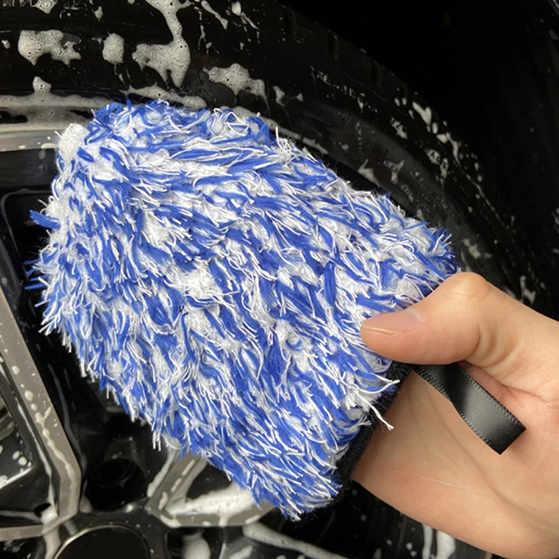 Car Wash Gloves Microfiber Double-sided Wheel Detailer Wash Glove Car Wash Tool Accessry High Density Absorbancy Glove