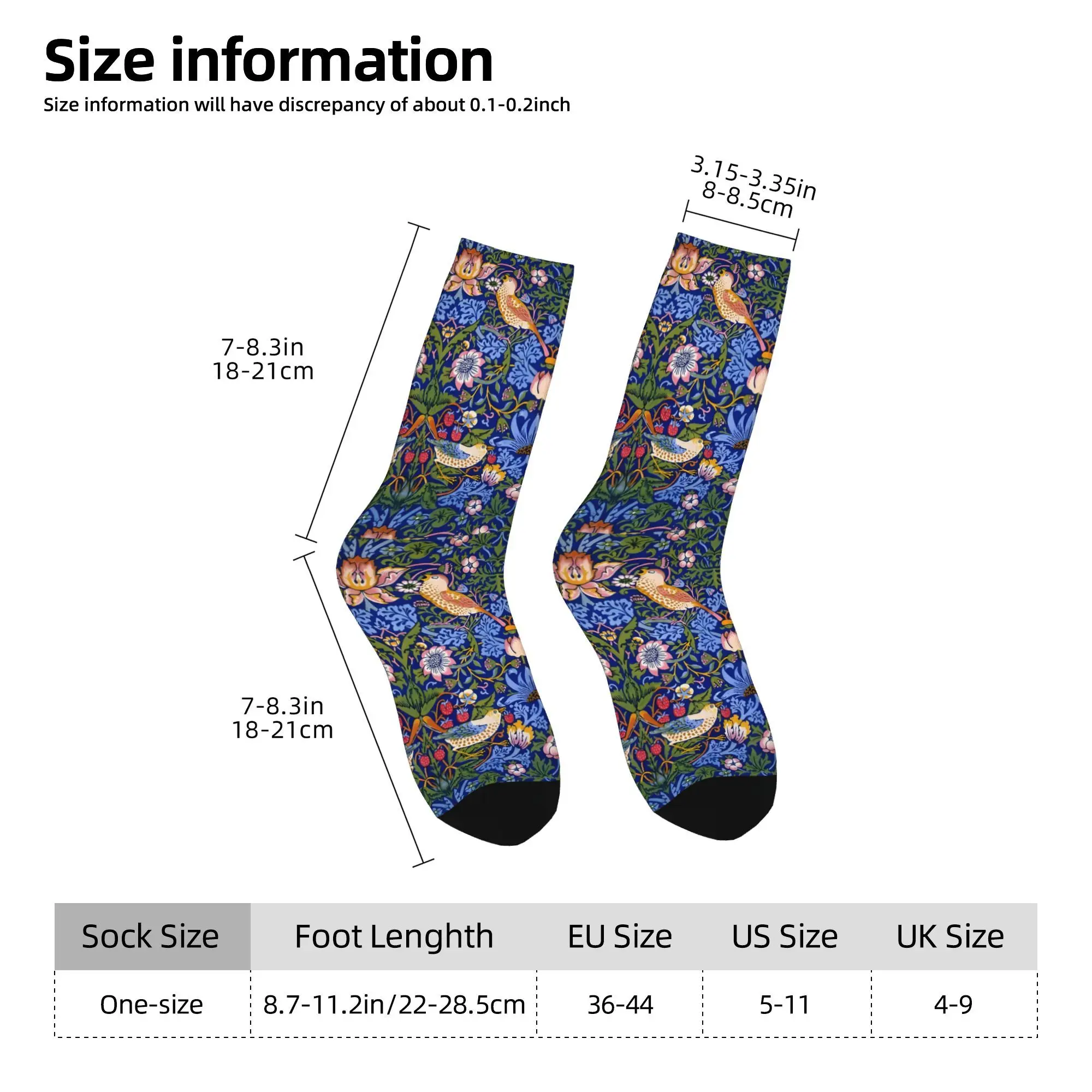 1pc The Strawberry Birds Garden Printed Men's Socks  Novelty Hip Hop Harajuku Pattern Crew Sock Casual Gift
