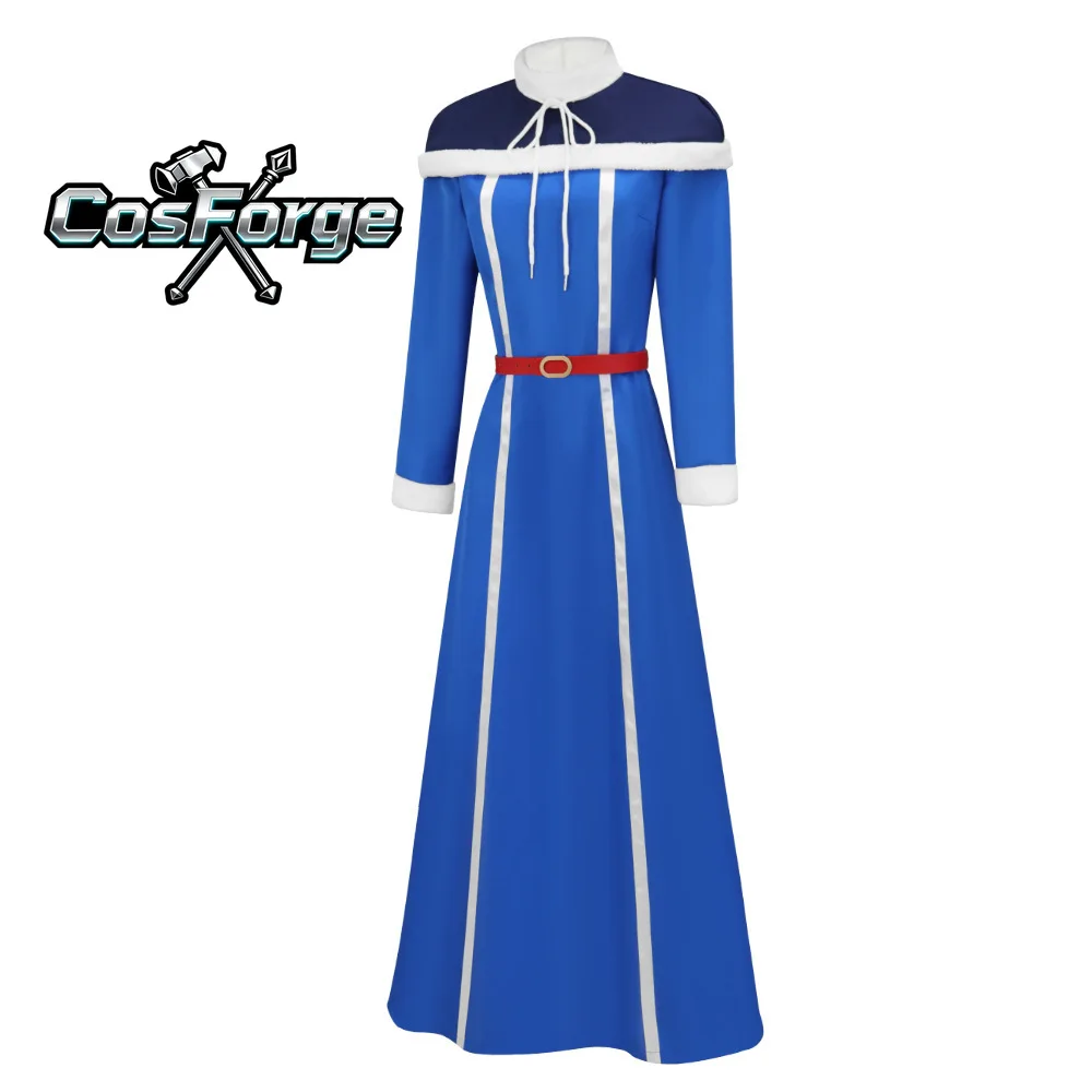 Fairy Tail Juvia Lockser Cosplay Costume - Full Set Blue Dress Hat Wig Accessories Women Carnival Halloween view 4