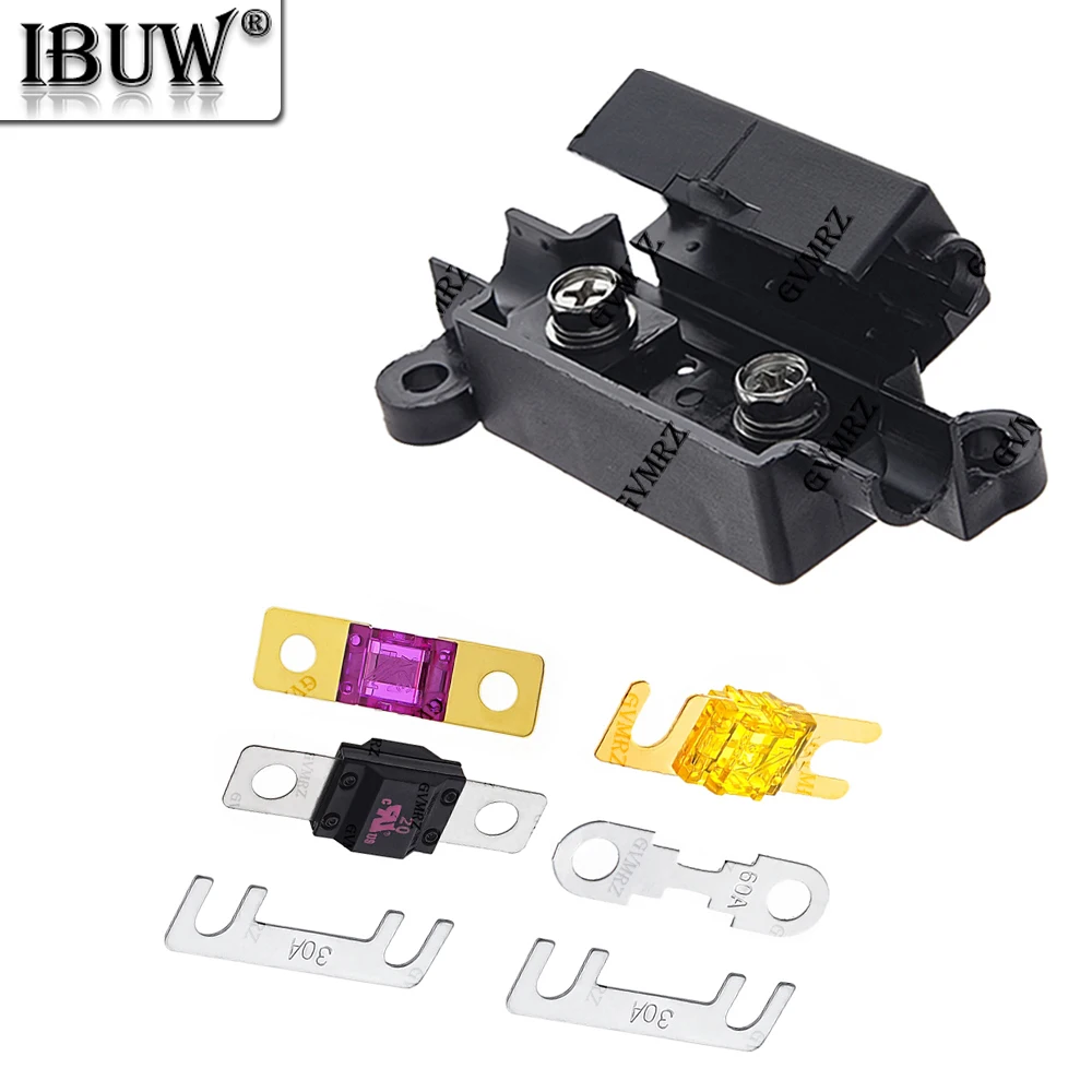 1Set 20A Auto fuse Flat Plate Type 32V Fork Type Bolt Battery Fuse Car Modification Stand 30A-100A Fuse Box 30A 40A 50A 60A