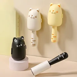 Cute Cat-Shaped Lint Roller with Dust Paper Portable Cloth-Removing Sticky Roller Clothes Sofa Pet Hair Remover Brush