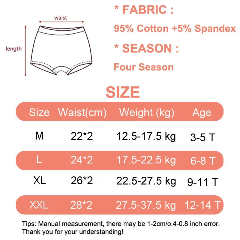 4/16 Pieces Cotton Panties For Girls Rainbow Cartoon Character Print Children Underwear Soft Breathable Toddler Girl Boxer Brief