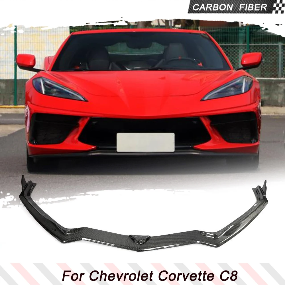 

Передний бампер автомобиля из углеродного волокна, спойлер, накладка для Chevrolet Corvette C8 GM Z51 STG 2020-2022, 2 шт., автомобильный передний разделитель губ