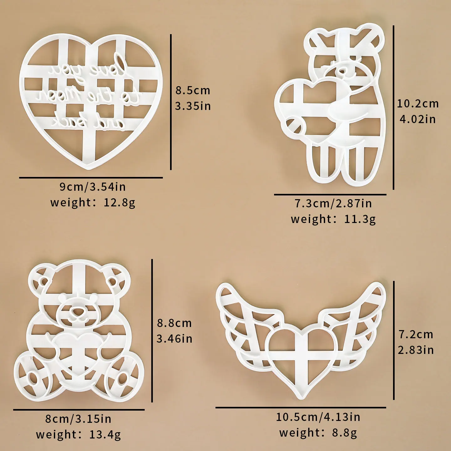 4 Pcs Cartoon Teddy Bear Cookie Cutter Love Letter Heart Shape Baking Tools for Valentine's Day, Wedding, Mother's Day - view 2