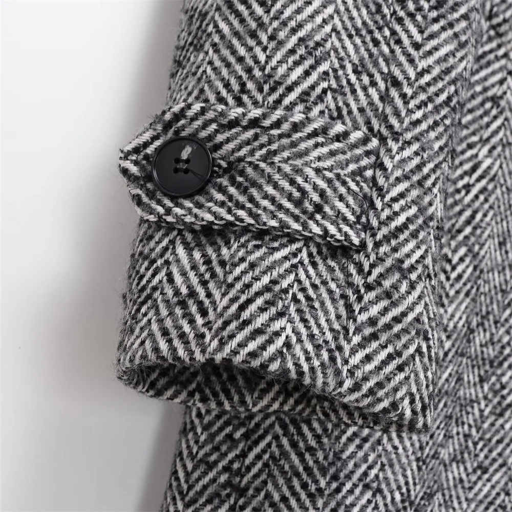 الخريف الملابس النسائية الجديدة أزياء شخصية مزاجه واحدة الصدر طويلة الأكمام متعرجة قطري معطف سترة