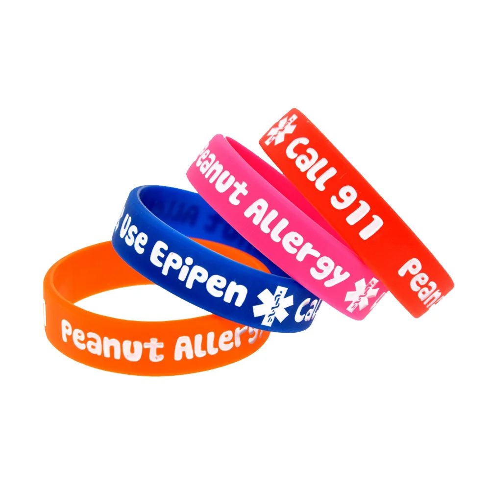 

4Pcs Medical Warning Silicone Bracelets Wristbands Durable Waterproof Party PVC Design Bracelet