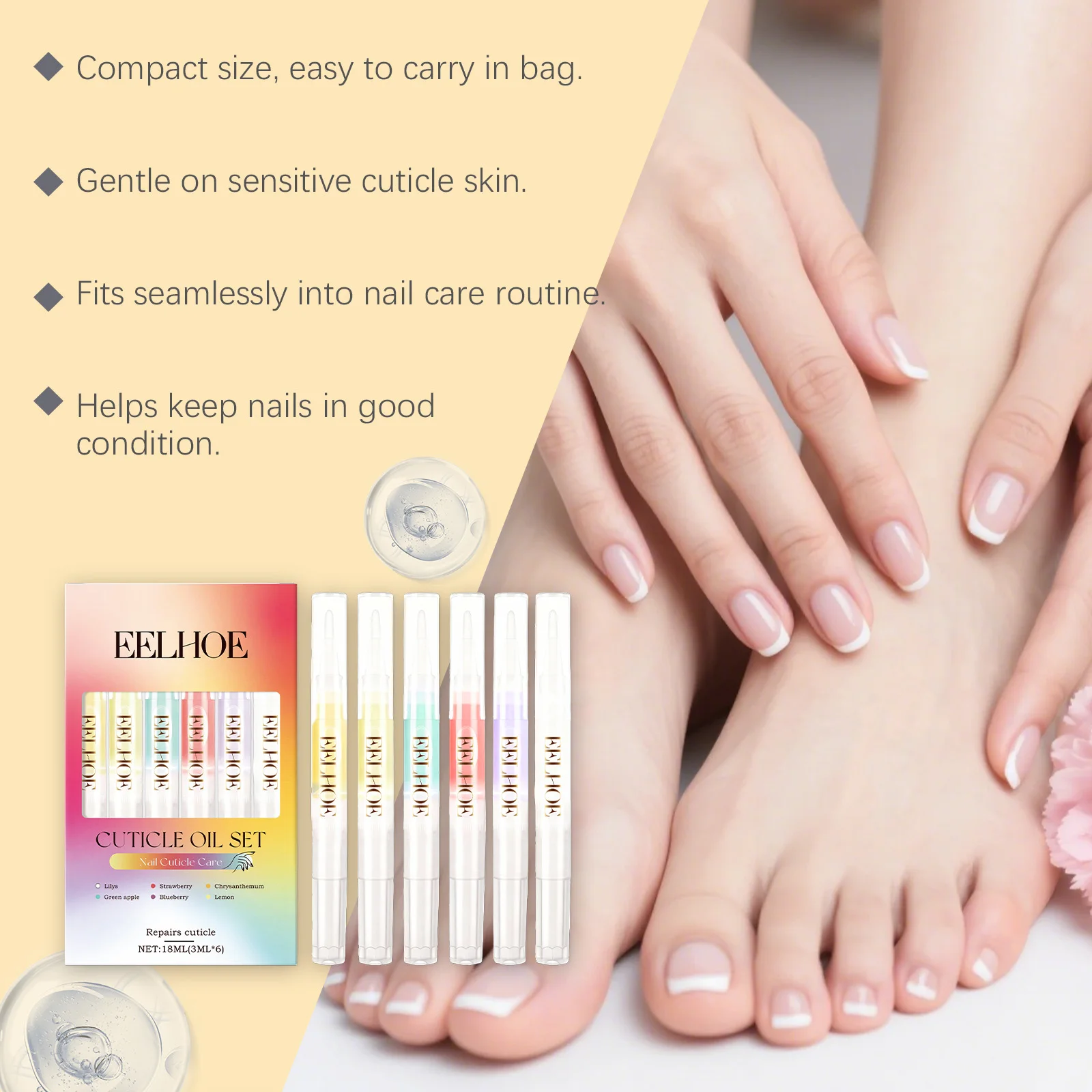مجموعة سائل للعناية بالأظافر، تخفيف لطيف، إصلاح بشرة الأظافر، بشرة اليد، مانيكير، مغذي، مغذي، درع لامع، سهل الاستخدام