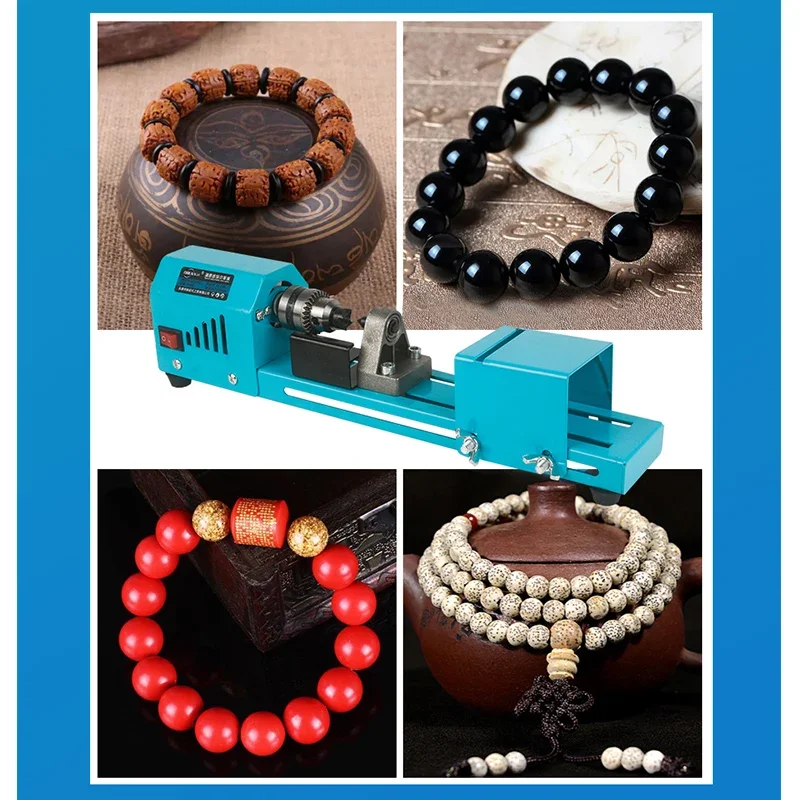 Electric Wood Mini Lathe Beads Grinding Polisher and Polishing Beading Machine Electric DIY Woodworking Buddha Pearl Lathe