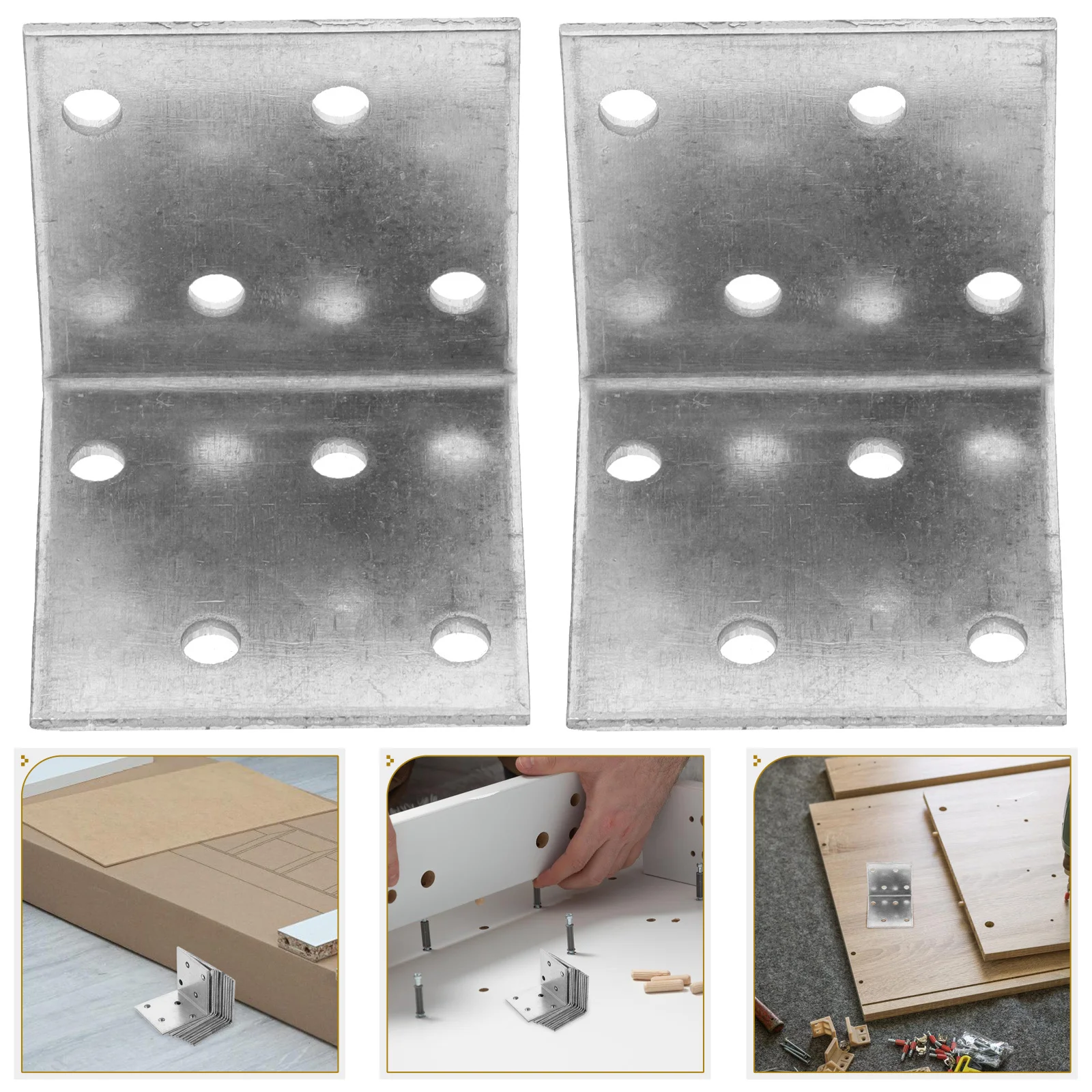 

10Pcs Galvanized Angle Bracket Corrosion Resistant Heavy Duty for Curtain Wall Furniture Shelf Cabinet Corner Braces