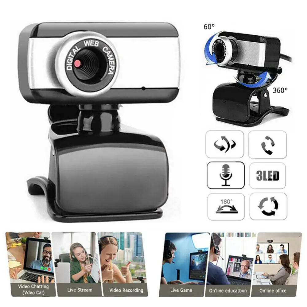 1~5PCS 480P Webcam Zoom Webcam With Mic USB 2.0 Web Camera+Microphone CMOS Sensor Driverless Webcam For Desktop/Laptop/PC/