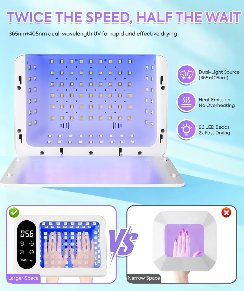 Professionelle 96 LED Nagellampe Schnell UV Gel Nagellack Trockner mit 4 Timer Sensor Lampe für Maniküre Salon Werkzeuge – Detail 5