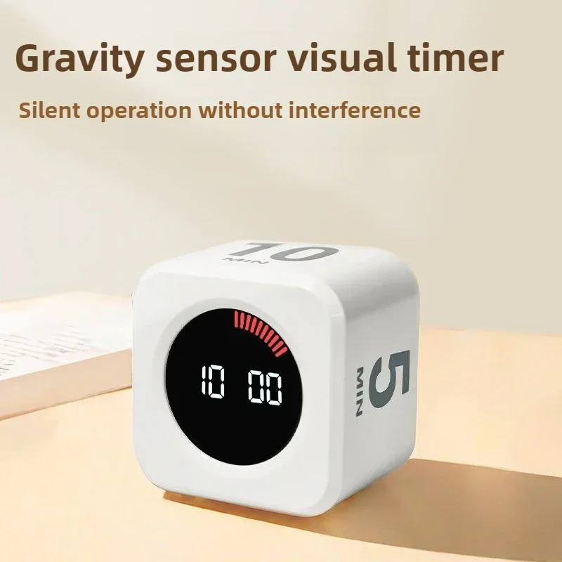 Productivity Timer Productivity Cube Timer Gravity Sensor LED Display 4 Preset Time Kids Time Management Kitchen Countdown Timer