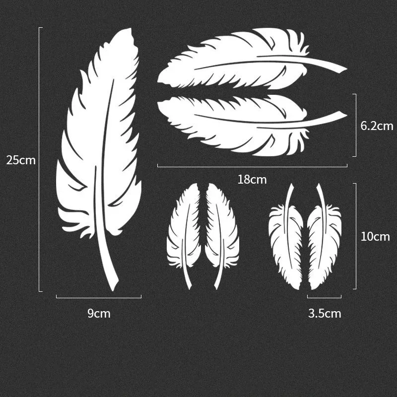 Reflective Stickers Cover Scratches Decorative Car Stickers Feather Leaves Personalized Creative Bumper Retrofitted Car Stickers